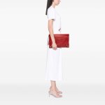 Balenciaga Metallic Edge Clutch Red Leather