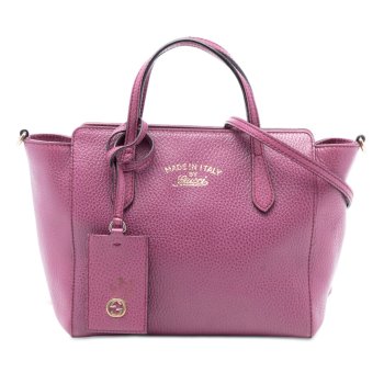 Gucci Mini Swing Purple Pochette In Calf Leather